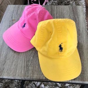 Polo baseball caps with adjustable clasps.